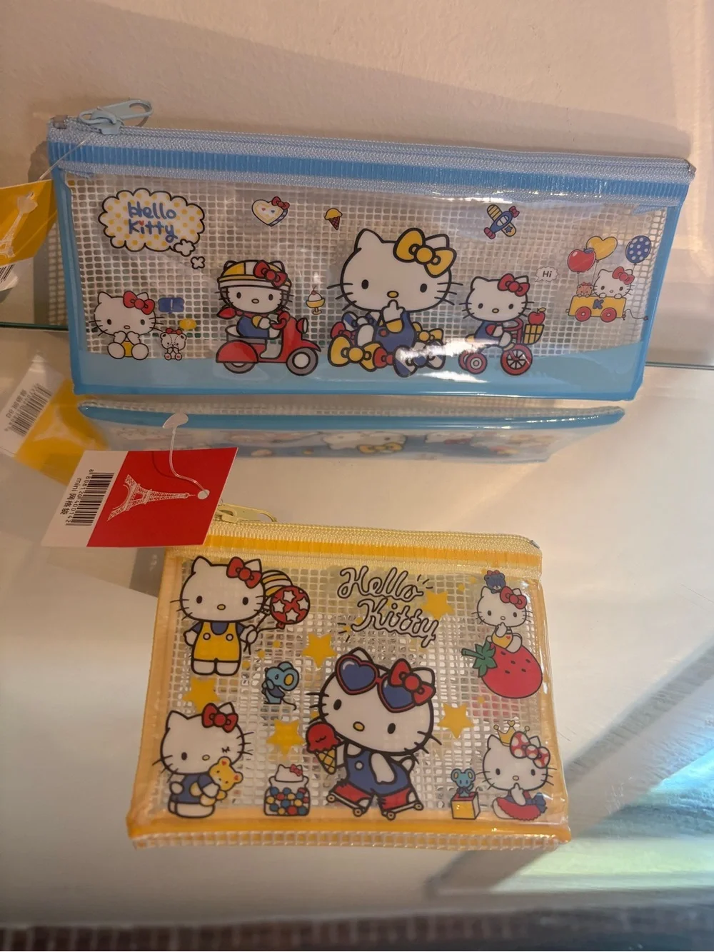 Hello Kitty blue and yellow pencil case bundle